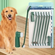 Taolixe 1 Set Pet Toothpaste Soft Bristle Double Head Reduce Tartar Pet Teeth Cleaning Dual Ended Brush Set for Home Use
